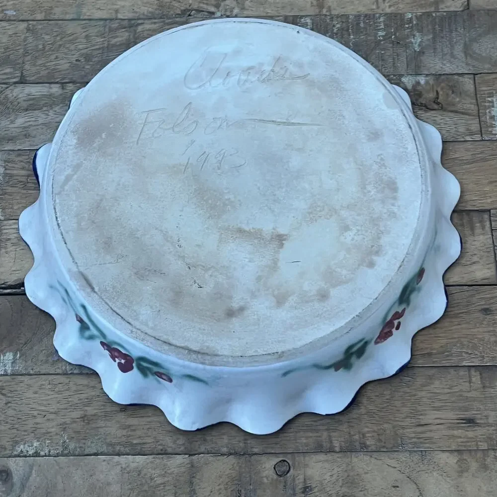 Vintage Clouds Folsom Pottery Deep Dish Pie Plate 10